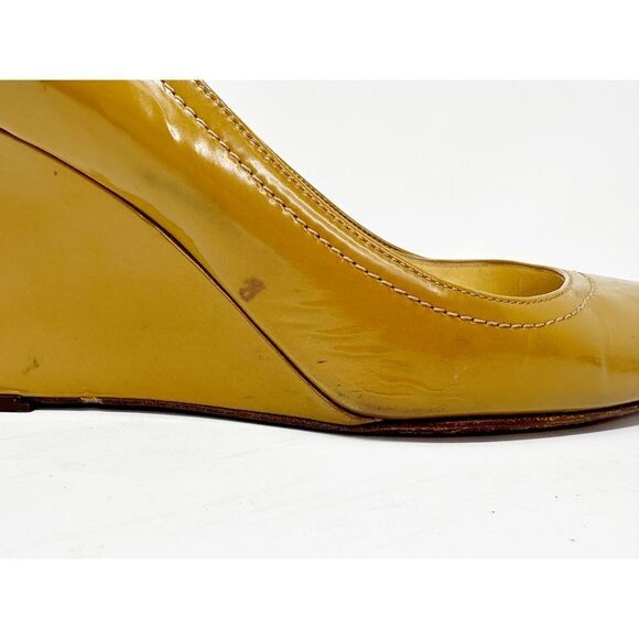 Kate Spade Kiki Camel Patent Leather Wedge Pumps Size 8 - Picture 14 of 14